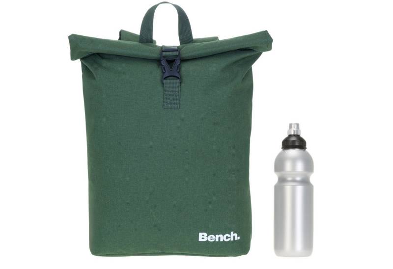 Bench. Freizeitrucksack Rucksack Damen Roll-Top Medium Größe A4 Tasche, Laptop Fach Daypack Büro Freizeit Tasche 64223 + Flasche von Bench.