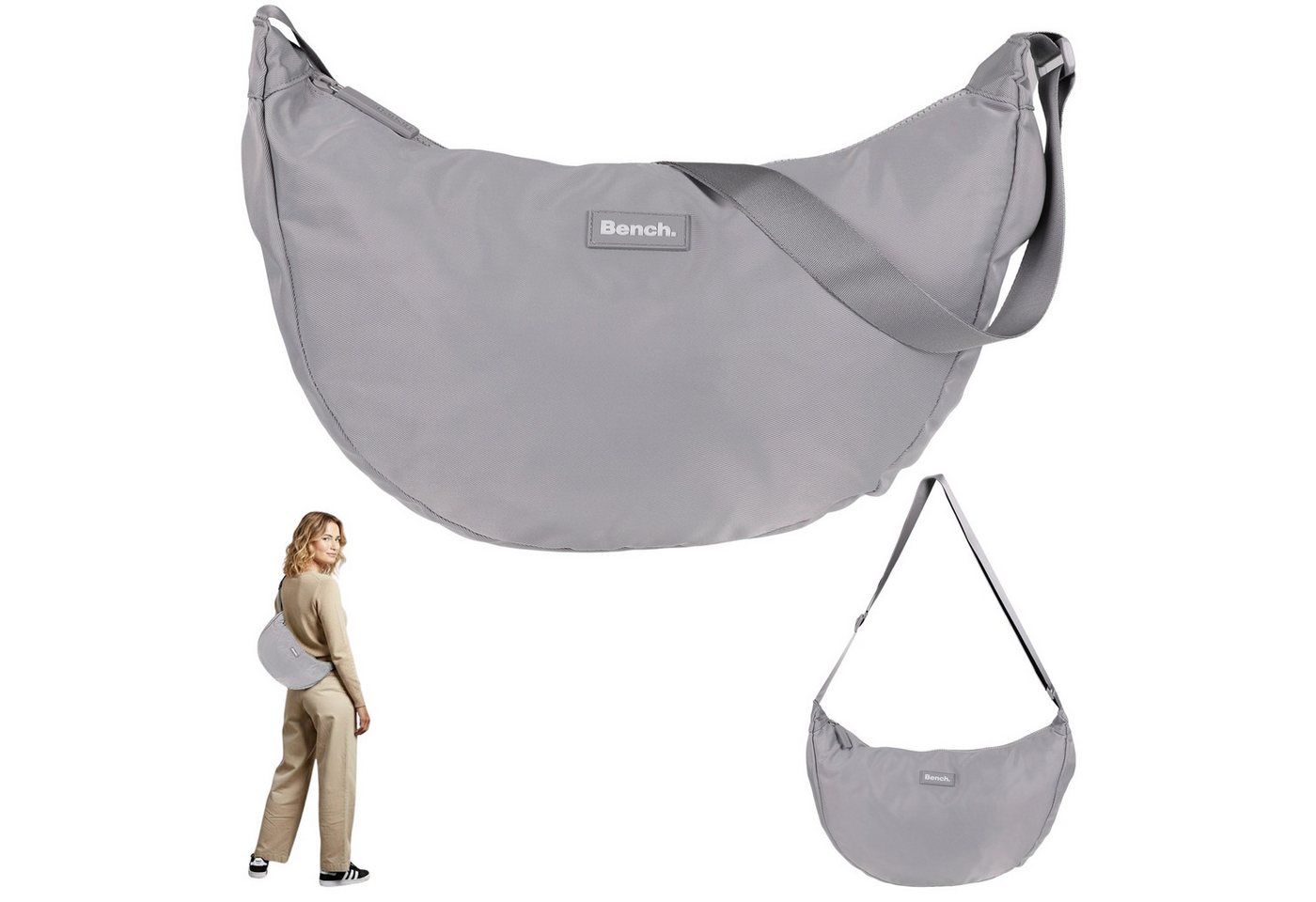 Bench. Handtasche Crossbag Moon Bag Form Slingbag Schultertasche, Damentasche Damen Freizeittasche Sichel Mond Form 64216 + Etui von Bench.