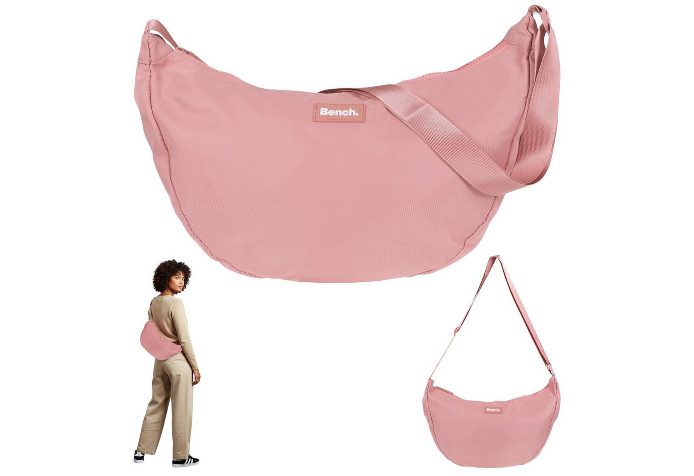 Bench. Handtasche Crossbag Moon Bag Form Slingbag Schultertasche, Damentasche Damen Freizeittasche Sichel Mond Form 64216 + Etui von Bench.