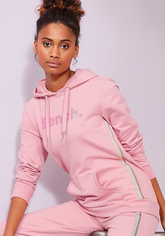 Bench. Loungewear Hoodie mit Glitzer Streifen und Glitzer Logodruck, Loungewear von Bench. Loungewear