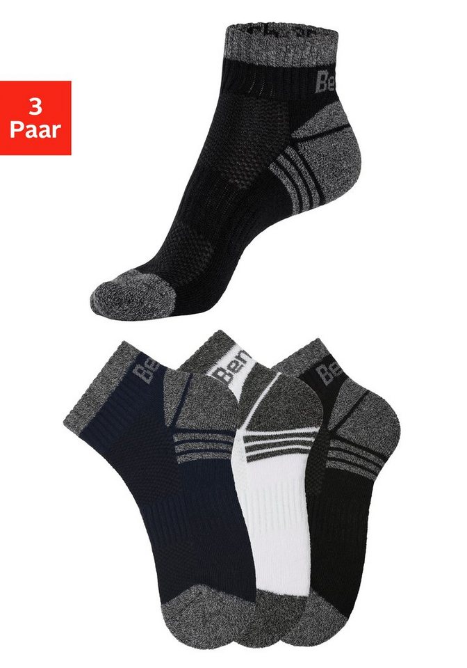 Bench. Kurzsocken (3-Paar) mit Mittelfußgummi und Pikee von Bench.