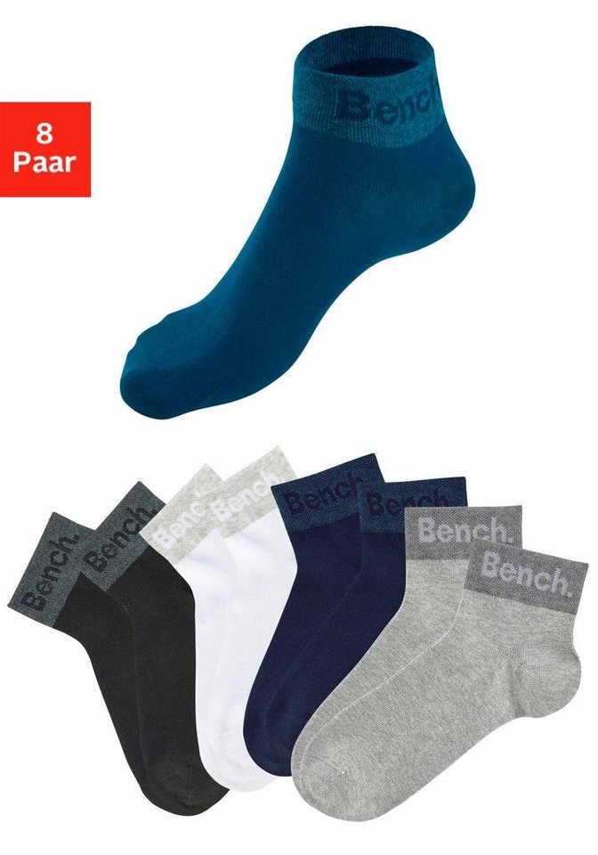 Bench. Kurzsocken (Set, 8-Paar) mit eingestricktem Schriftzug am Bündchen von Bench.