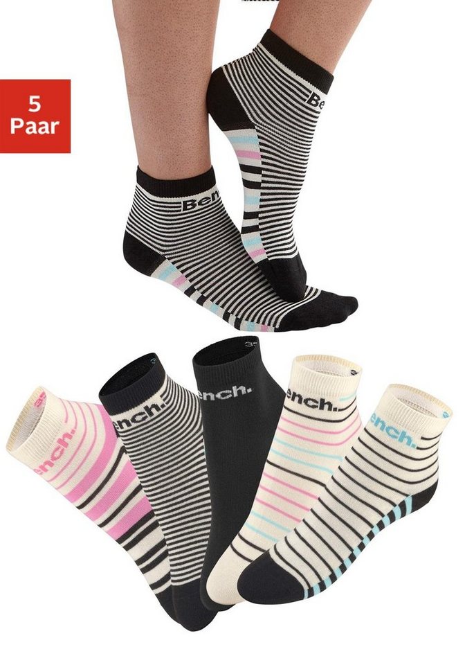 Bench. Kurzsocken (Set, 5-Paar) im Streifendesign von Bench.