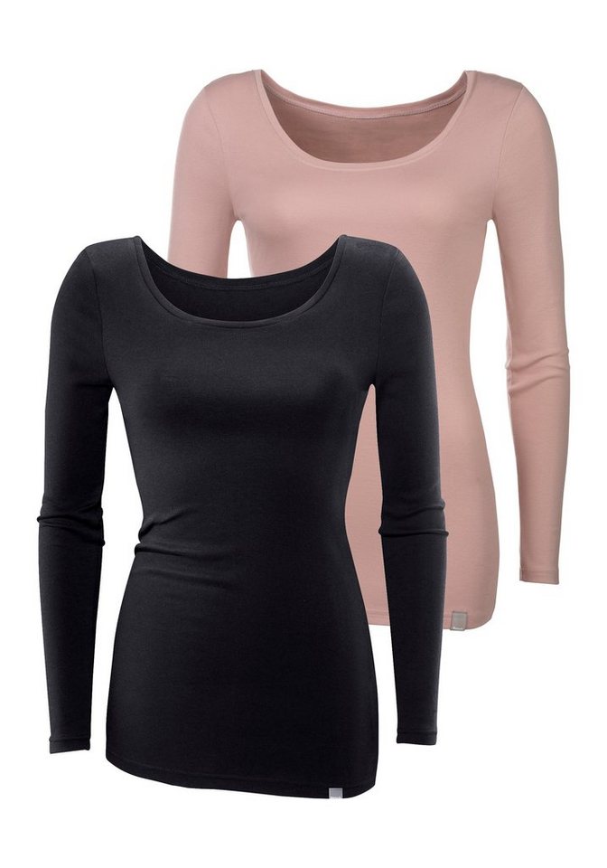 Bench. Langarmshirt aus feiner Rippware (2er-Pack) aus weicher Baumwoll-Qualität von Bench.