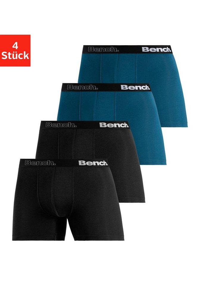 Bench. Langer Boxer Boxershorts für Herren (Packung, 4-St) Unterhosen mit Logoschriftzug im Bund von Bench.