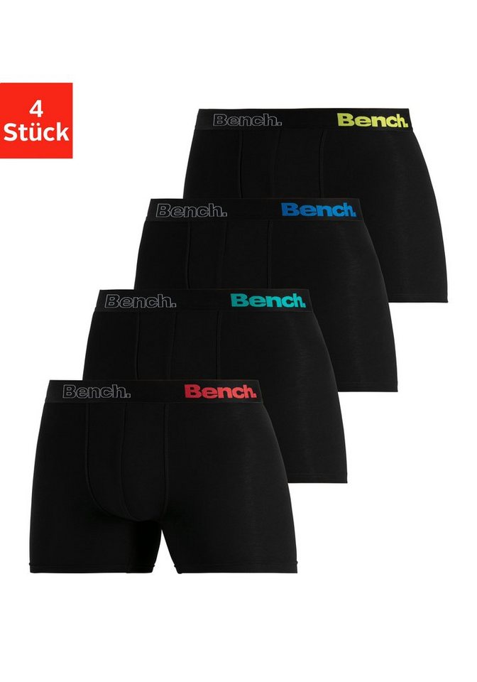 Bench. Langer Boxer Boxershorts für Herren (Packung, 4-St) Unterhosen mit Logoschriftzug im Bund von Bench.
