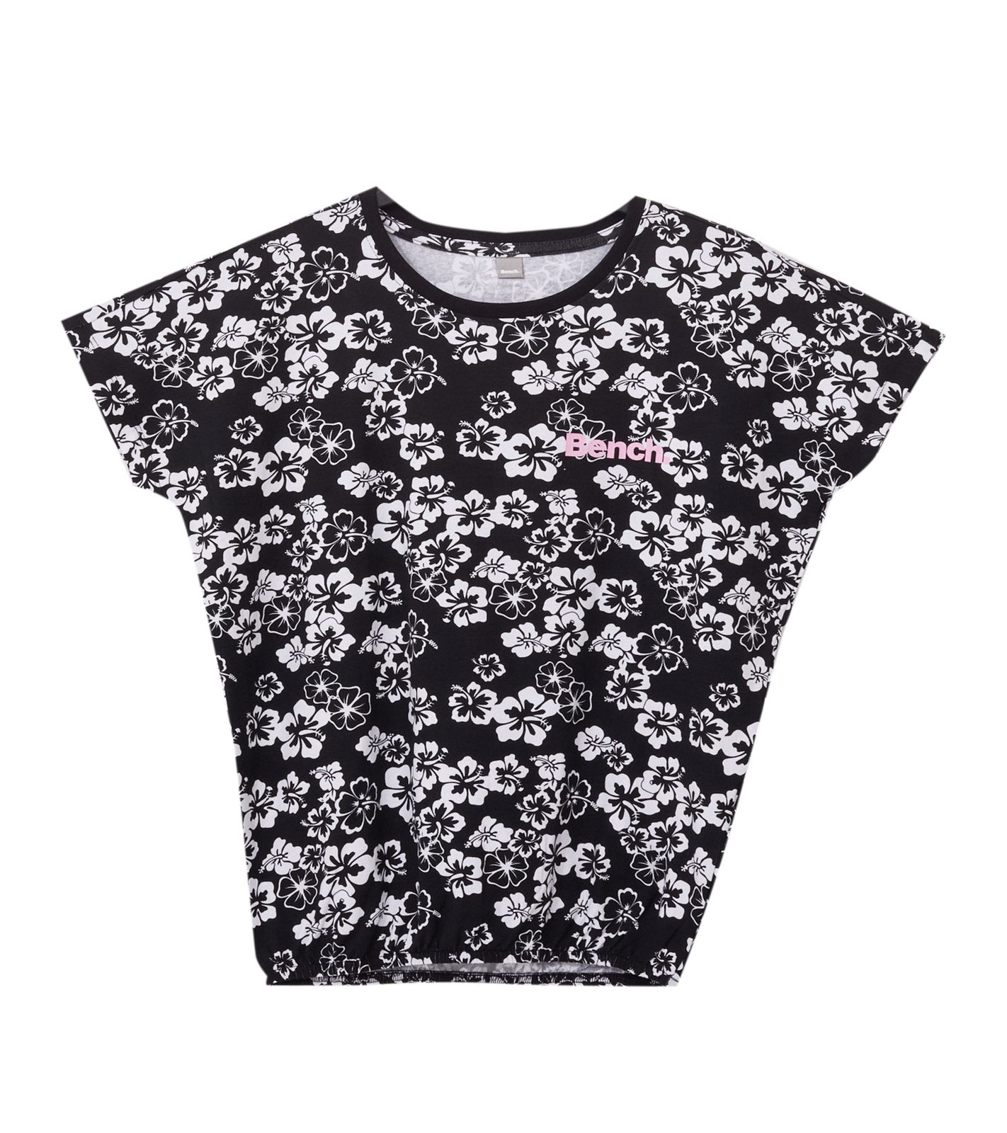 Bench. Mädchen Baumwoll-Shirt Kurzarm-Shirt mit Blumen-Print 23232944 Schwarz von Bench.