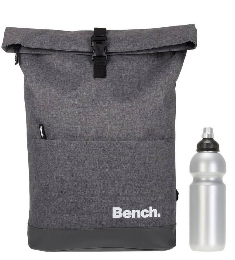 Bench. Rucksack Damen Herren Kurierrucksack Laptop Fach Roll-Top, 19 Liter Daypack DIN A4 mit Geheimfach 64180 + Trinkflasche von Bench.