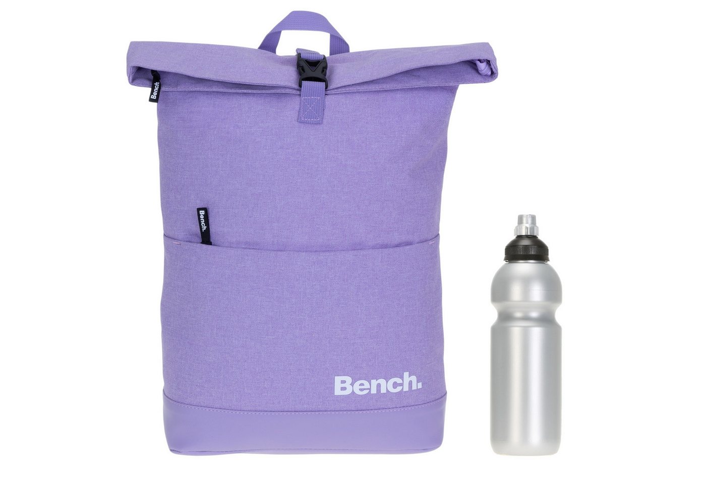 Bench. Rucksack Damen Herren Kurierrucksack Laptop Fach Roll-Top, 19 Liter Daypack DIN A4 mit Geheimfach 64180 + Trinkflasche von Bench.