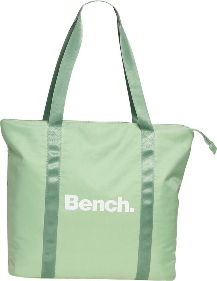 Bench. Schultertasche Bench Shopper Nylon Schultertasche (Schultertasche, Schultertasche), Damen, Jugend Tasche strapazierfähiges Textilnylon grau-grün, Uni von Bench.