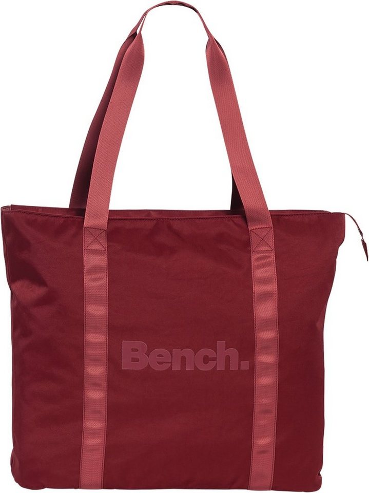 Bench. Schultertasche Bench stylische Shopper Bag Twill Nylon (Schultertasche), Damen, Jugend Nylon Schultertasche, brombeer, rot ca. 43cm von Bench.