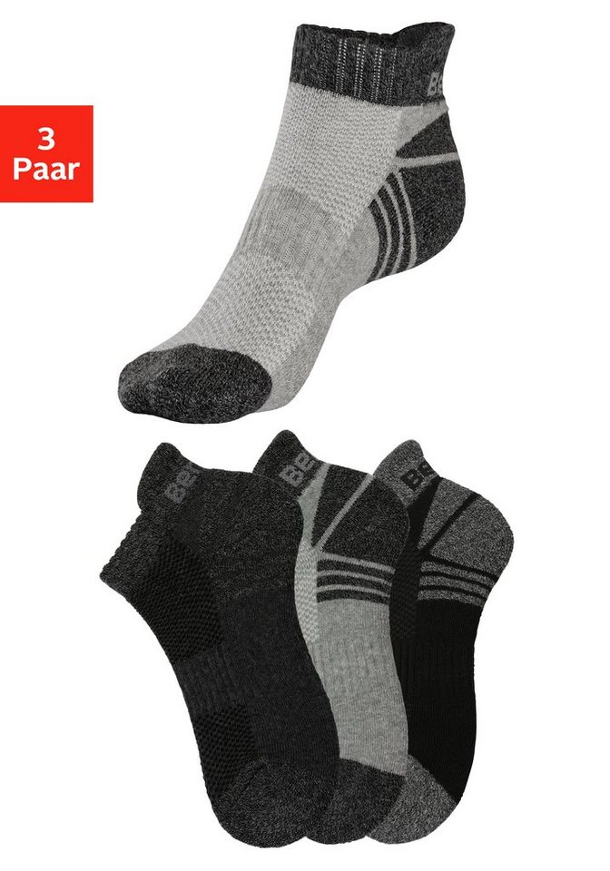 Bench. Sneakersocken (3-Paar) mit Mittelfußgummi und Pikeestruktur von Bench.