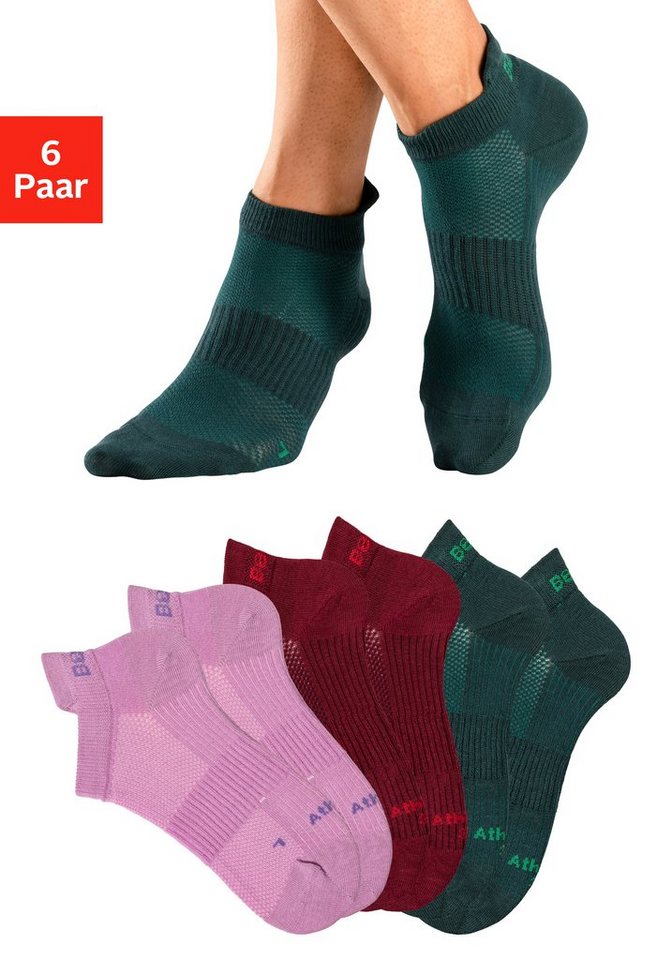 Bench. Sneakersocken (6-Paar) mit Klima Kanälen unter der Sohle und Pikee-Struktur von Bench.