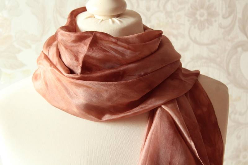 Langer Brauner Seidenschal Rotbraun Schal Seide Halstuch Frauen von BendelartShop