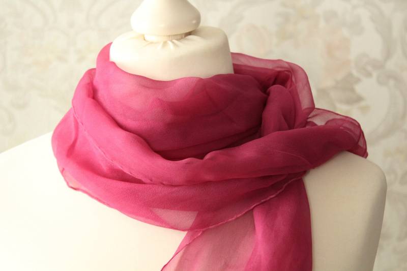 Schal Aus Seiden Chiffon Weinroter Seidenschal von BendelartShop