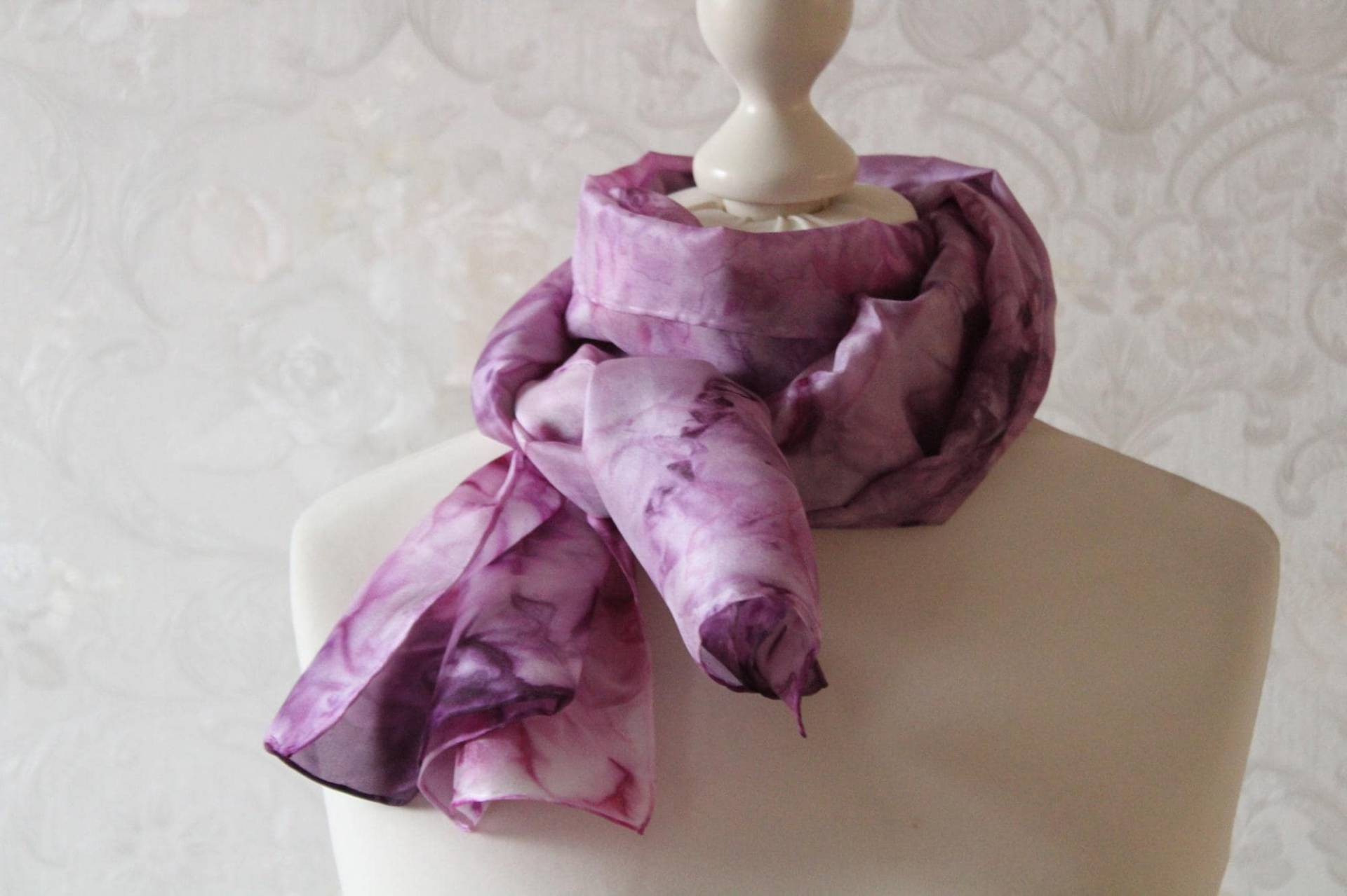 Seidenschal Farbgeflüster Lila Rosa Handarbeit Schal Seide von BendelartShop