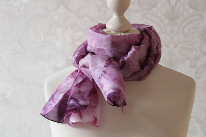 Seidenschal Farbgeflüster Lila Rosa Handarbeit Schal Seide von BendelartShop
