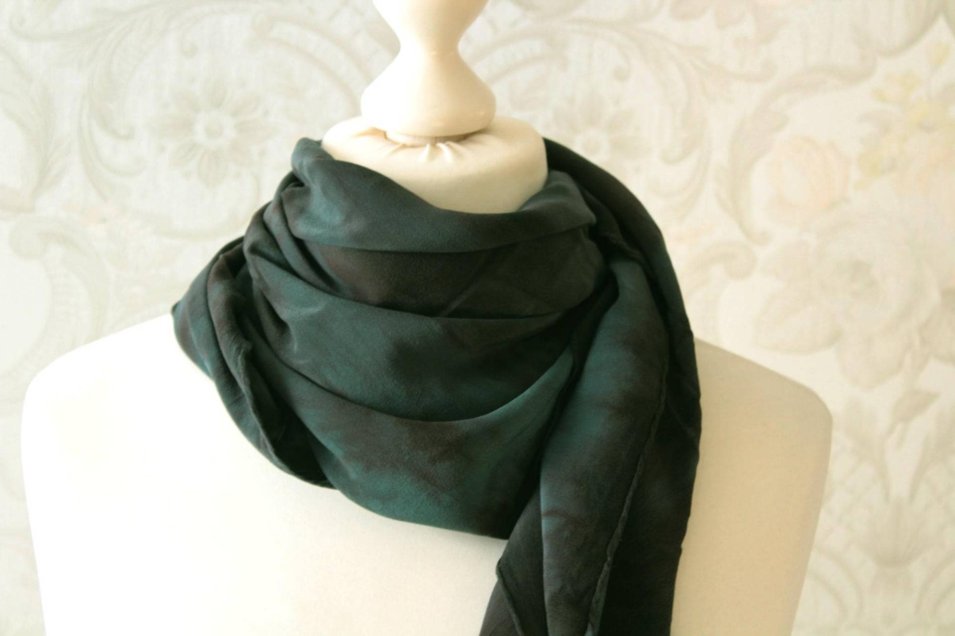 Tuch Aus Seide Seidentuch Sinfonie Grün Braun Geschenk Oma von BendelartShop