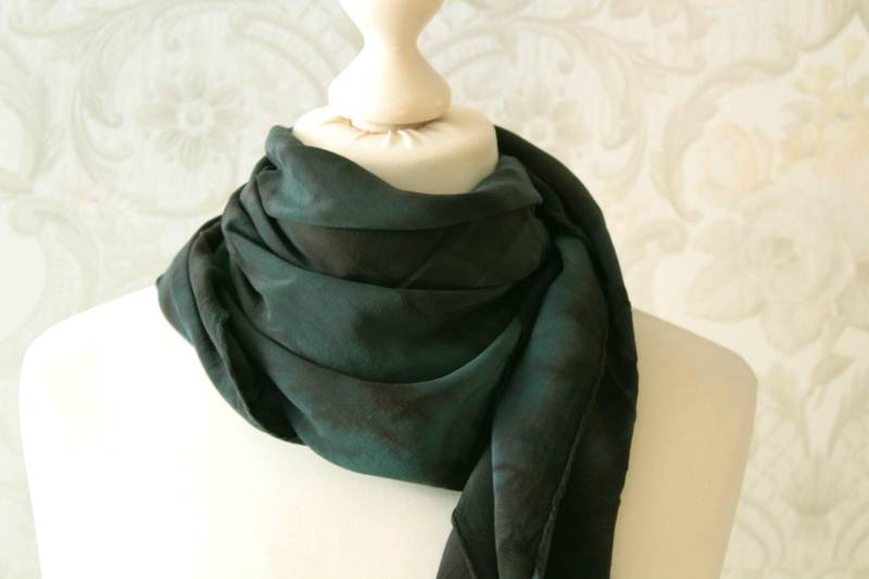 Tuch Aus Seide Seidentuch Sinfonie Grün Braun Geschenk Oma von BendelartShop