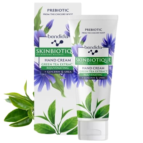 Bendida SKINBIOTIQUE Handcreme gegen trockene & rissige Hände 50 ml – mit Grüntee-Extrakt, PreBIULIN FOS, Urea & Glycerin | schnell einziehend, nicht fettend, handpflege von Bendida