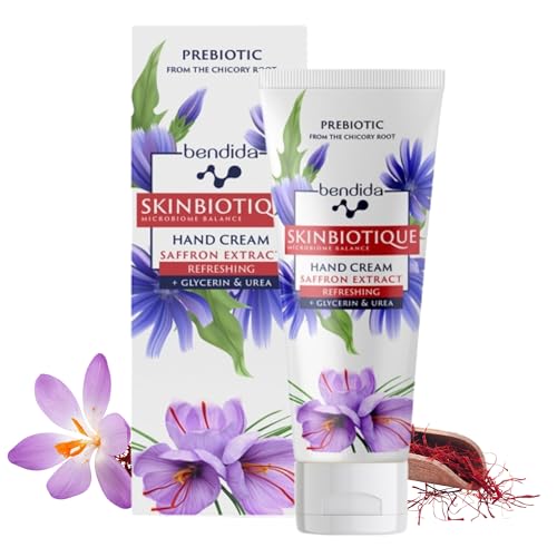 Bendida SKINBIOTIQUE Handcreme 50 ml | mit Safran-Extrakt, PreBIULIN FOS, Urea & Glycerin | sanfte Feuchtigkeitspflege für trockene, raue & strapazierte Hände – schnell einziehend, nicht fettend von Bendida