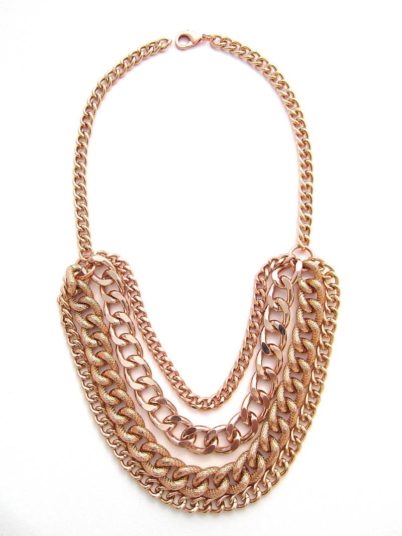 Grobstrick Rose Gold Halskette, Multi Layer Statement Layered Kette Grobstrick Rose Gold Halskette, Multi Layer Statement Layered Kette von BeneathMyVeilDesigns