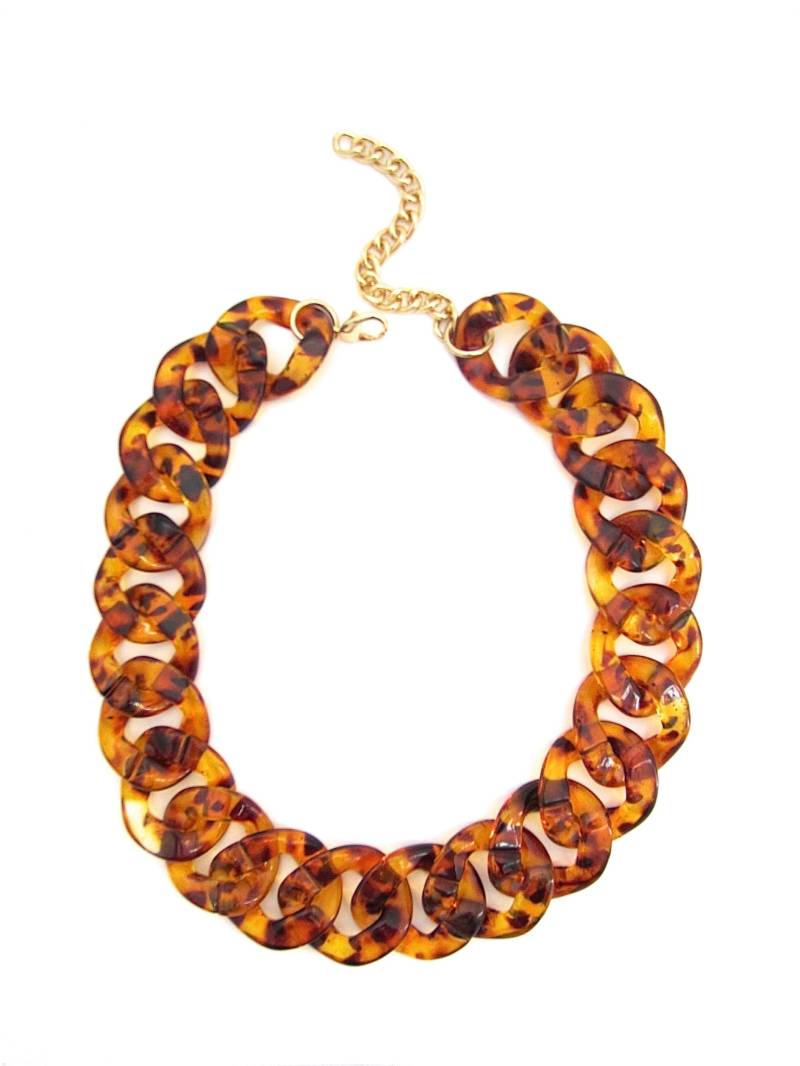 Schildkröte Statement Halskette, Chunky Tortoise Shell Harz Acryl Gliederkette, Leopardenmuster Schmuck Schildkröte Statement Halskette, Chunky Tortoise Shell Harz Acryl Gliederkette, Leopardenmuster Schmuck von BeneathMyVeilDesigns