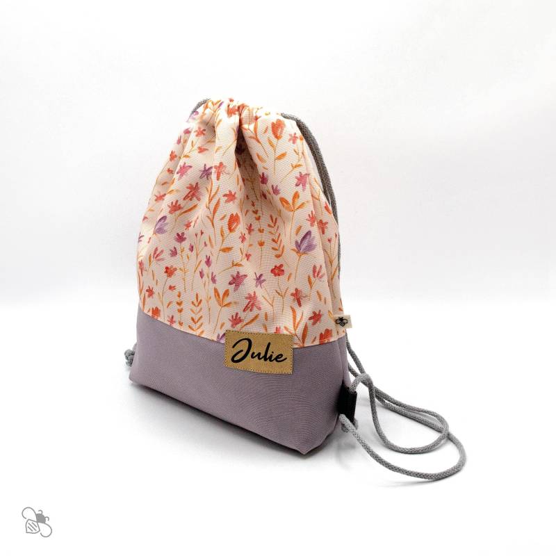 Turnbeutel Aus Wasserabweisendem Outdoorstoff Mit Blumen-Print, Personalisiert, Gefüttert/Zwei Größen Eigenes Design von BenebeeDesign