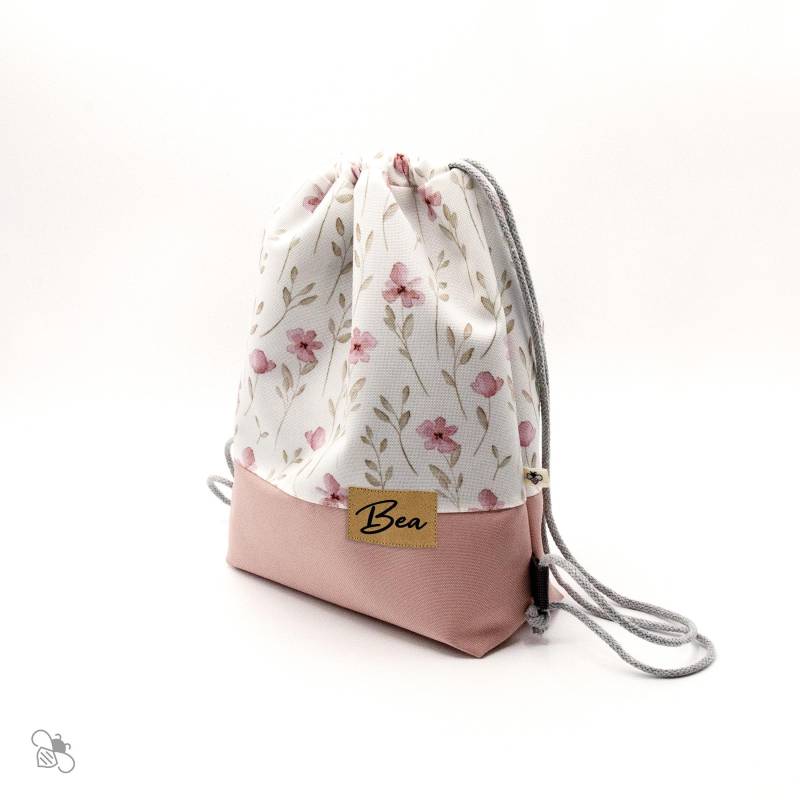 Turnbeutel Aus Wasserabweisendem Outdoorstoff Mit Blumen-Print, Personalisiert, Gefüttert/Zwei Größen Eigenes Design von BenebeeDesign