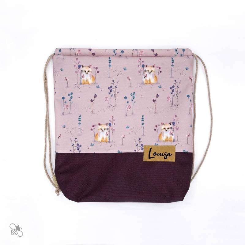 Turnbeutel Aus Wasserabweisendem Outdoorstoff Mit Fantasievollem Fuchs-Print, Personalisiert, Gefüttert/Zwei Größen Eigenes Design von BenebeeDesign