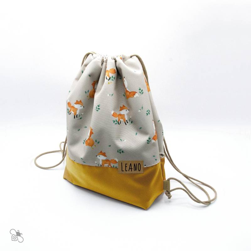 Turnbeutel Aus Wasserabweisendem Outdoorstoff Mit Fuchs-Print, Personalisiert, Gefüttert/Zwei Größen Eigenes Design von BenebeeDesign