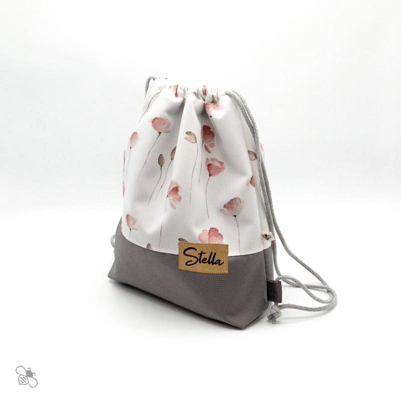 Turnbeutel Aus Wasserabweisendem Outdoorstoff Mit Klatschmohn-Print, Personalisiert, Gefüttert/Zwei Größen Eigenes Design von BenebeeDesign
