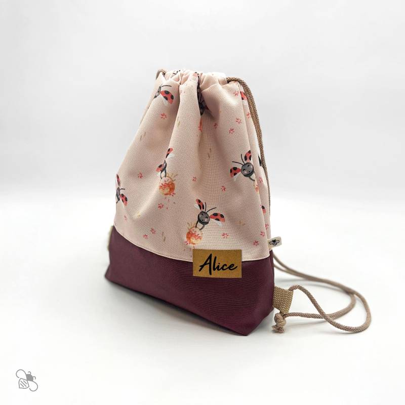 Turnbeutel Aus Wasserabweisendem Outdoortstoff Mit Marienkäfer-Print, Personalisiert, Gefüttert/Zwei Größen Eigenes Design von BenebeeDesign