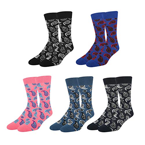 Benefeet Sox Lustige verrückte Socken für Herren und Jungen, coole, alberne Tiere, gemustert, Basketball-Crew-Socken, lustige Kleidersocke, 5er-Pack, Paisley, Medium von Benefeet Sox