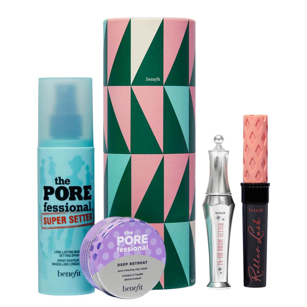 Benefit Sets & Geschenke Good Time Gorgeous Make-up Set – Full-Size Mascara, Setting Spray & Brow Setter Gel plus Mini Toner 4 Artikel im Set von Benefit