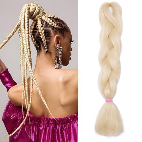 Benehair Braids Extensions Jumbo Kunsthaar zum Einflechten Box Braids Haarverlängerung Zopf Haare zum Einflechten Hellblond Haar Braids Extension für Damen Mädchen Hellblond 60cm von Benehair