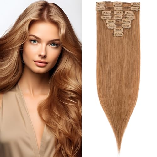 Benehair Clip in Extensions Echthaar, 8 Stück 100% Echthaarverlängerung 70g, Licht Braun Haarverlängerungen Echthaar Clips, Echt Haar Extensions Clip für Frauen, 18 Clips pro Set, 45CM #6A Benehair Clip in Extensions Echthaar, 8 Stück 100% Echthaarverlängerung 70g, Licht Braun Haarverlängerungen Echthaar Clips, Echt Haar Extensions Clip für Frauen, 18 Clips pro Set, 45CM #6A von Benehair