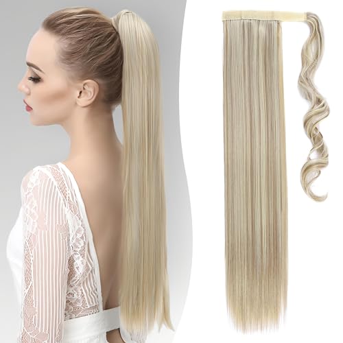 Benehair Pferdeschwanz Extensions 58 CM Lang Haarteil Ponytail Extensions mit Klettverschluss Zopf Haar Haarverlängerunge Lockiger Pferdeschwanz Extensions für Damen Zopf Ponytail,90g #16P613 von Benehair