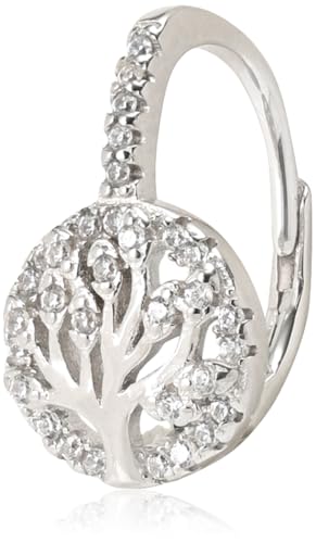 Beneto Glittering Silver Earrings with Zircons Tree of Life AGUC386L sBE1260, Estándar, Nicht-Edelmetall, Kein Edelstein von Beneto