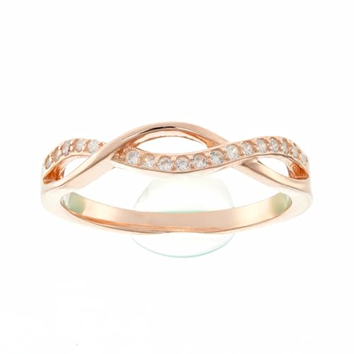 Beneto Ring Pink Gold Plated Silver Ring with AGG191 Crystals - Circuit: 52 mm sBE0436-52, Estándar, Nicht-Edelmetall, Kein Edelstein von Beneto