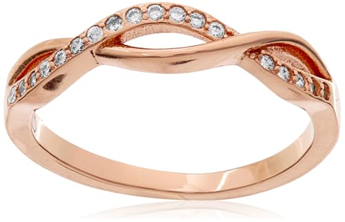 Beneto Ring Pink Gold Plated Silver Ring with AGG191 Crystals - Circuit: 54 mm sBE0436-54, Estándar, Nicht-Edelmetall, Kein Edelstein von Beneto
