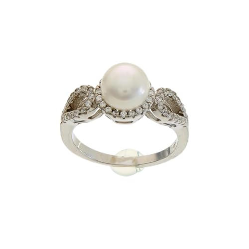 Beneto Ring Silver Ring with Crystals and Real Pearl AGG205 - Circuit: 50 mm sBE0448-50 Marke, Estándar, Nicht-Edelmetall, Kein Edelstein von Beneto