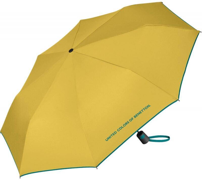 Benetton - Benetton Mini AC solid Faltschirm automatic bamboo Gelb von Benetton
