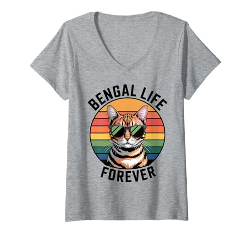 Damen Bengal Life Katze Männer Frauen Kinder Geschenk T-Shirt mit V-Ausschnitt Damen Bengal Life Katze Männer Frauen Kinder Geschenk T-Shirt mit V-Ausschnitt von Bengal Life Forever