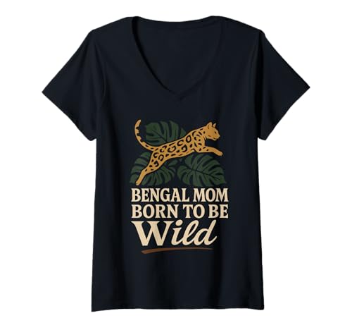 Damen Bengalkatzenliebhaber, exotische Rasse, Stolz, wildes Muster, Humor T-Shirt mit V-Ausschnitt Damen Bengalkatzenliebhaber, exotische Rasse, Stolz, wildes Muster, Humor T-Shirt mit V-Ausschnitt von Bengal Mom Dad Owner Gift Funny Cat Enthusiast