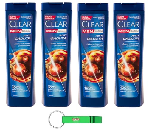 4x Clear ANTI CADUTA Men Shampoo für schwaches Haar - Shampoo Gegen Haarausfall 225ml + Beni Culinari Kostenloser Schlüsselanhänger von Beni Culinari