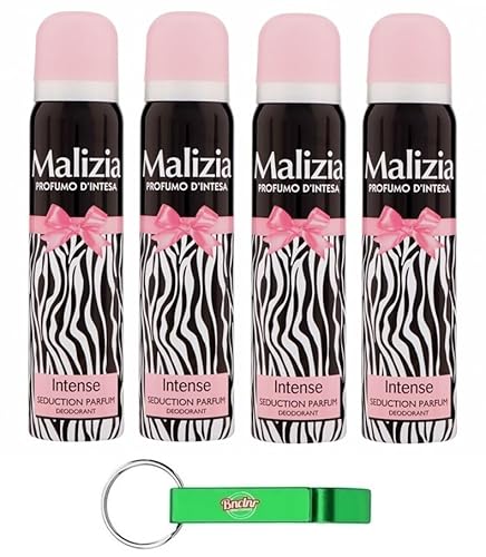4x MALIZIA Deodorante Donna Intense Seduction Parfum,Deodorant Deo Spray für Damen 100ml + Beni Culinari Kostenloser Schlüsselanhänger von Beni Culinari