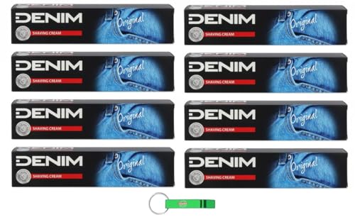 8x DENIM - Shaving Cream Original Rasiercreme, klassischer Duft für Männer 100ml + Beni Culinari Kostenloser Schlüsselanhänger von Beni Culinari