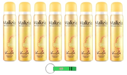 8x MALIZIA Deodorante Donna Vanilla Seduction Parfum,Deodorant Deo Spray für Damen 100ml + Beni Culinari Kostenloser Schlüsselanhänger von Beni Culinari