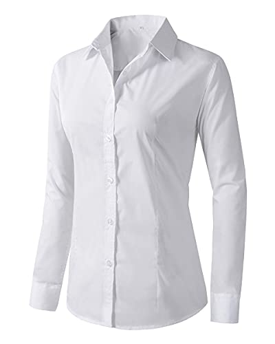 Damen formelle Arbeitskleidung weiß schlicht Shirt - weiß - X-Groß von Benibos